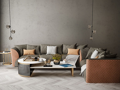 现代家居组合沙发茶几模型