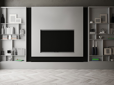 3d现代风格电视墙模型