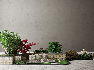 3d户外园林装饰模型