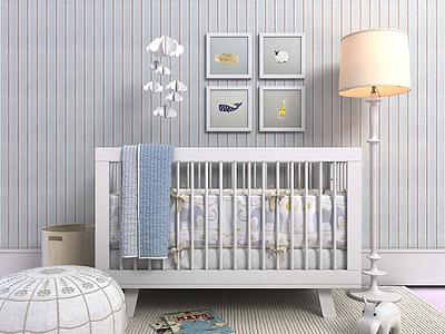 3d儿童房家具婴儿床模型