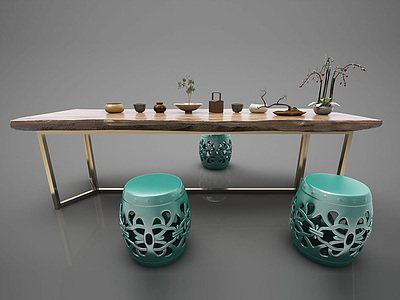 中式茶桌椅模型3d模型
