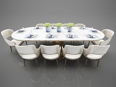 3d现代风格餐桌椅模型