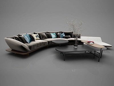 3d现代弧形沙发模型