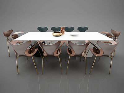现在代多人餐桌椅模型3d模型