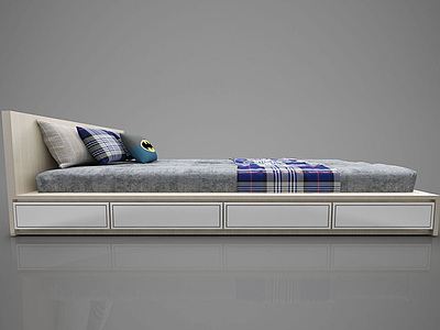 3d卧室双人床模型