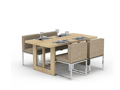 现代餐桌桌椅组合模型