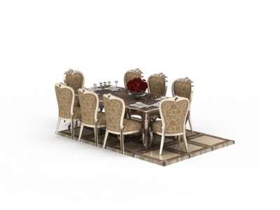 欧式风格餐桌模型3d模型