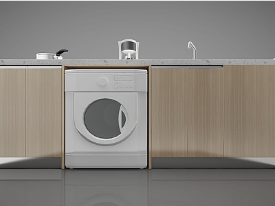 3d橱柜连体洗衣机柜模型