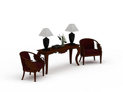 3d中式实木桌椅免费模型