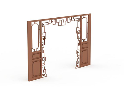 3d木质中式门框免费模型