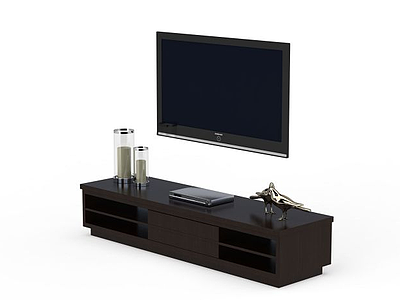 3d现代木质电视柜免费模型