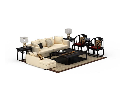 客厅简约沙发组合模型3d模型