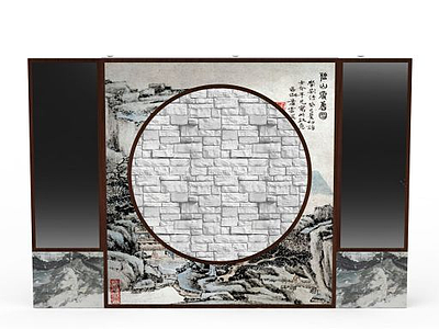 中式墙饰模型3d模型