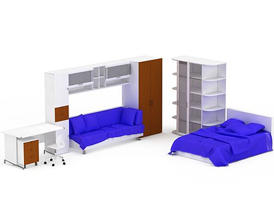 3d卧室<font class='myIsRed'>整体</font>家具免费模型
