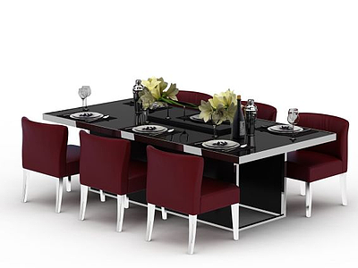 现代餐厅桌椅模型