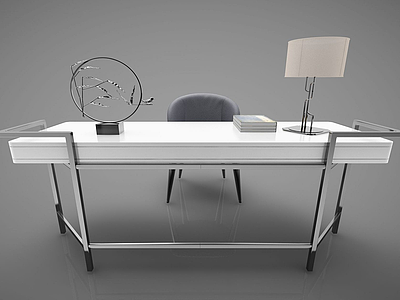 3d现代书桌椅模型