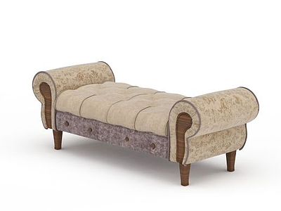 3d欧式长条沙发凳子免费模型