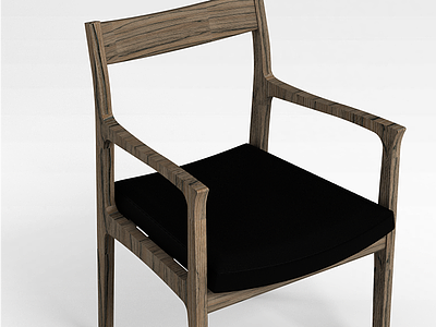 3d复古木质椅子模型
