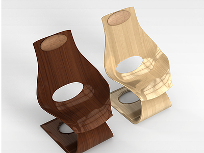 曲面木质椅模型3d模型