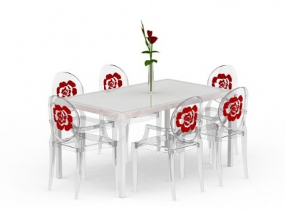 欧式餐桌椅模型