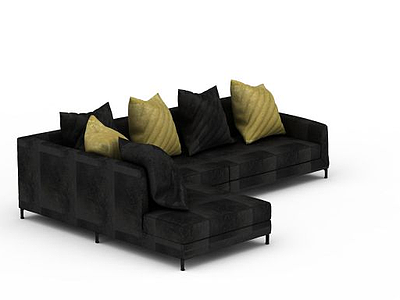 黑色小户型沙发模型3d模型