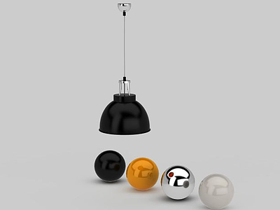 黑色碗状吊灯模型3d模型