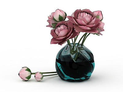 玻璃桌面花瓶模型3d模型