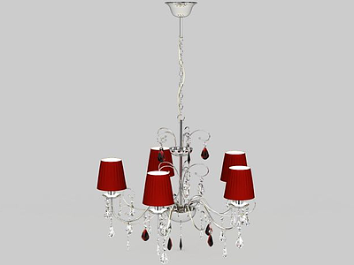 红色水晶吊灯模型3d模型