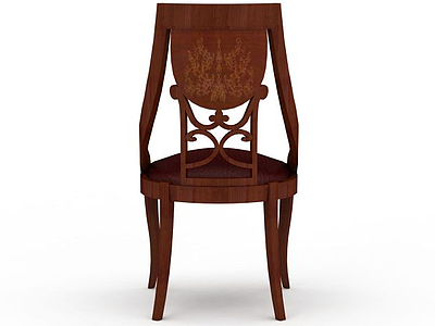 3d高靠背木质椅子模型