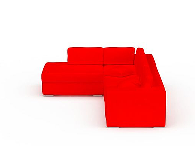 红色多人沙发模型3d模型