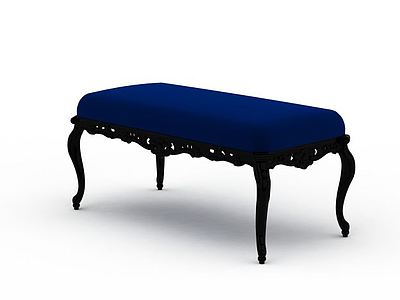 蓝色软面长凳模型3d模型