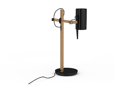 3d现代创意实木支架黑色可升降金属台灯免费模型