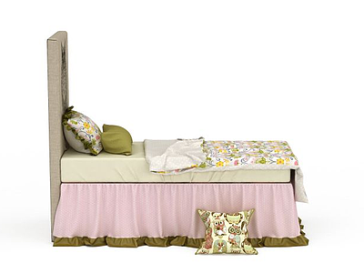 女孩卧室单人床模型3d模型