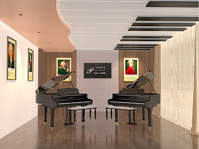 音乐教室钢琴培训机构3d模型