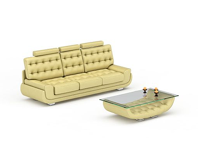 3d真皮沙发免费模型