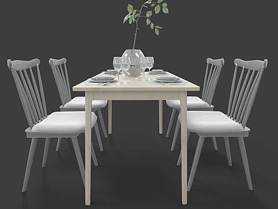 现代餐桌椅模型