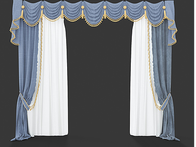 3d欧式装饰窗帘模型