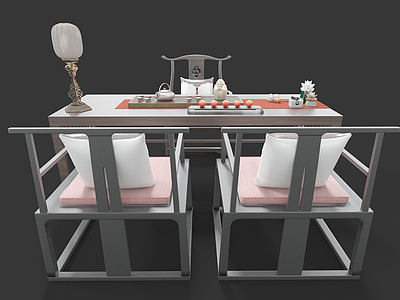 3d新中式<font class='myIsRed'>茶</font>桌椅模型