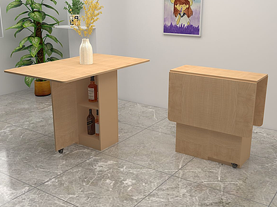 3d折叠方形餐桌模型