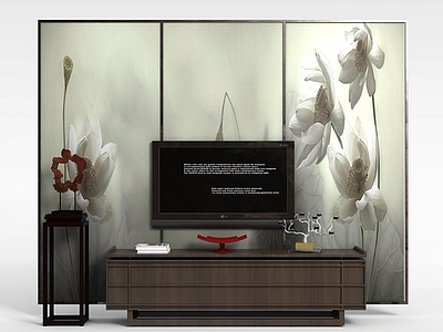 3d客厅电视墙模型