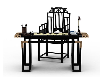 中式桌椅组合模型