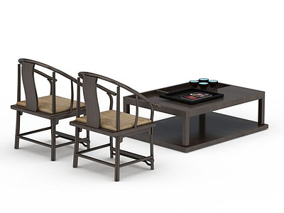 3d中式风格桌椅组合免费模型