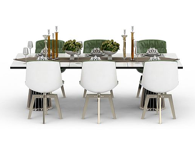 现代风格餐厅桌椅模型