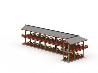 中式长廊模型