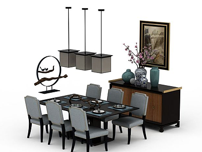 餐厅桌椅组合模型