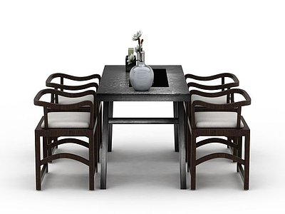 中式风格桌椅组合模型3d模型