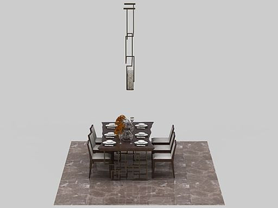 现代餐厅桌椅组合模型