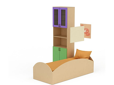 3d实木儿童床免费模型