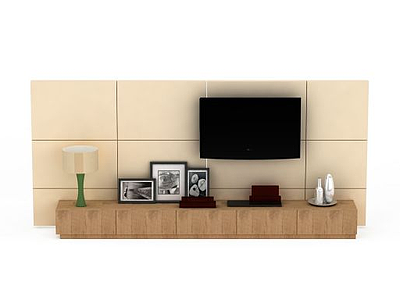 3d客厅电视墙模型