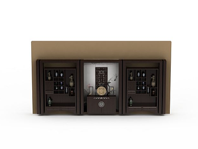 3d新中式红酒展柜模型